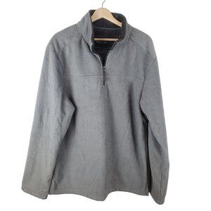 London Fog Pullover Fleece 1/4 zip Sweater‎ Mens XL Gray Chevron Long sleeve